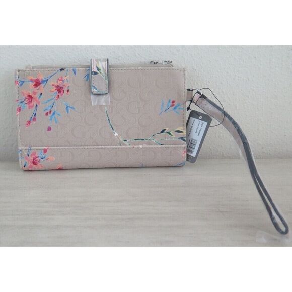 Guess FF805690 Women's Taupe Floral Radko SLG Wristlet Clutch Wallet Phone Case - Picture 2 of 12